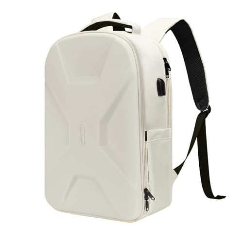 MOSISO 15.6-16 inch 35L Laptop Backpack with USB Charging Port for Women Men, Waterproof Hardshell Travel Business Computer Bag, Anti-Theft Daypack with Luggage Strap, Beige - color: Beige