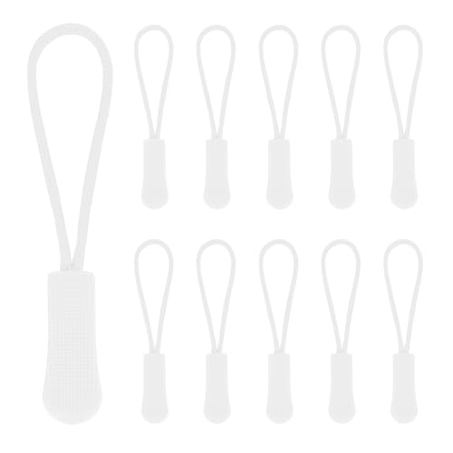 PATIKIL 2.6 Inch Zipper Pulls Replacement, 50 Pcs Nylon Cord Extension Zipper Pull Tab Tags for Handbag Backpacks Jackets Luggage Purses, White - color: White
