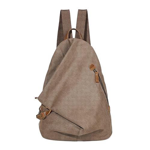 KL928 Canvas Vintage Backpack – Large Casual Daypack Outdoor Travel Rucksack Hiking Backpacks for Men Women - color: 6882-canvas-brown