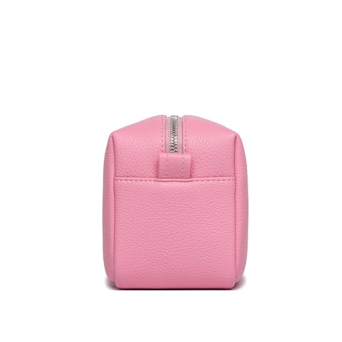 PU leather Organizer Bag Lightweight Cosmetic Bag with Ring Clasp Perfect Travel Makeup Bag for Women (Azalea Pink/PU) - color: Azalea Pink/PU
