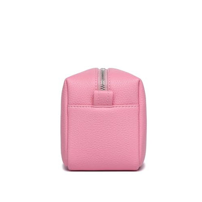 PU leather Organizer Bag Lightweight Cosmetic Bag with Ring Clasp Perfect Travel Makeup Bag for Women (Azalea Pink/PU) - color: Azalea Pink/PU
