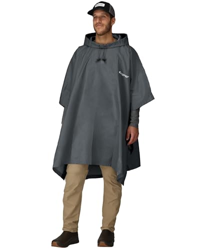 FROGG TOGGS Ultra-lite2 Waterproof, Breathable Rain Poncho, Adult and Youth Sizes - color: Carbon Black, style: Adult