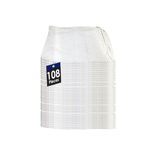Cotton Shop Towels Cleaning Rags 108 Pack, 12x14 Inch 100% Cotton Bulk - Dye-Free Lint-Free Shop Rags Cleaning Cloths for Bar, Car, Garage, Automotive and Kitchen - White - color: White - 108 Pack