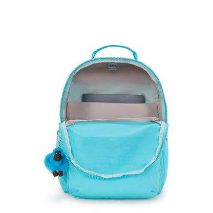 Kipling Women's Seoul Bts 15" Laptop Backpack, Durable, Roomy with Padded Shoulder Straps, Built-In Protective Sleeve - color: Poppy Aqua, size: 12.75''L x 17.25''H x 8''D