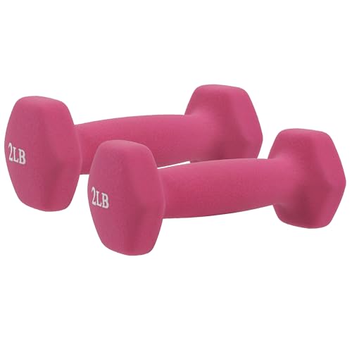 Sunny Health & Fitness Neoprene Coated Hex Shaped Dumbbell Non-Slip Fitness Weights for Home Gym Exercise, Full Body Workout Strength Building, Weight Loss, Sold in Pairs - Sizes - 2LB, 5LB, 8LB, 10LB - style: 2 Pounds