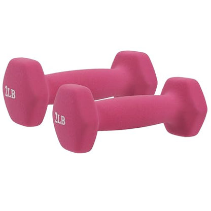 Sunny Health & Fitness Neoprene Coated Hex Shaped Dumbbell Non-Slip Fitness Weights for Home Gym Exercise, Full Body Workout Strength Building, Weight Loss, Sold in Pairs - Sizes - 2LB, 5LB, 8LB, 10LB - style: 2 Pounds