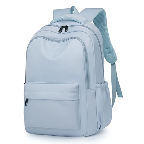 Cute College Backpack for School Aesthetic Backpack for Teen Girls Students Laptop Bag Large Capacity Bookbags Kids Travel Lightweight Backpacks for Casual Daypacks School Bag Solid Color(Blue) - color: Blue