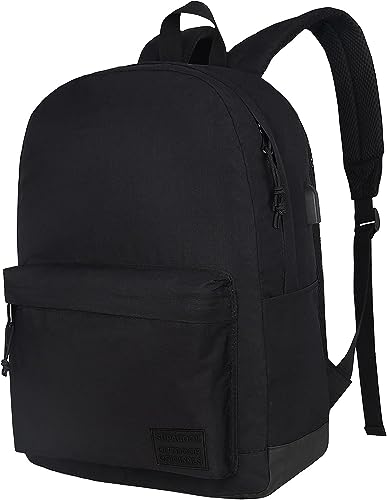 SUPACOOL Casual Laptop Backpack for Men and Women, Work backpack, Black Backpacks, College School Backpack for Boys and Girls, Lightweight Travel Back Pack(Black) - color: Full Black, size: 20L