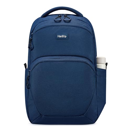 HanTrip Carry On Travel Backpack for Women Men, 30L Medium Work Backpack for Commuter College Water Resistant Bookbags, Navy Blue - color: Navy Blue-1, size: 18 Inch