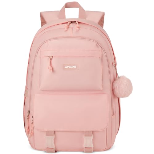 WINDARS Backpacks for Girls, 15.6 Inch School Bag Cute Waterproof Laptop Bookbag Large College Backpack for Teen Women Students Anti Theft Travel Daypack, Pink - color: 5-pink, size: 15.6 inch