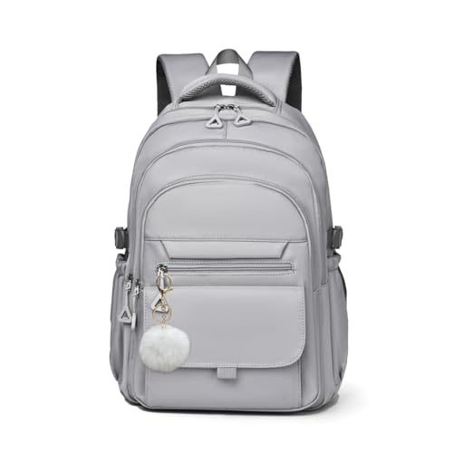 Backpack for Girls, Solid-Color School Backpack for Boys Kids, Aesthetic Girls Bookbag for Elementary School Travel Daypack,Grey - color: Grey