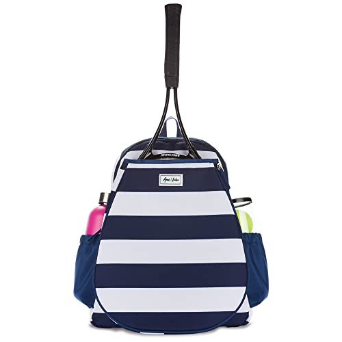 Ame & Lulu Game On Tennis Backpack - Contains Padded & Adjustable Straps - Two Exterior Water Bottle Pockets - color: Captain