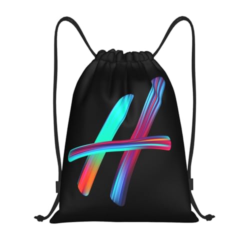 Drawstring Bags Initial Drawstring Backpack Sackpack Black Draw String Cinch Bags for Sports, Gym, Travel, Swimming, Beach, Camping, Rainbow Letter H - color: Letter-h, size: S-16.9"*14"