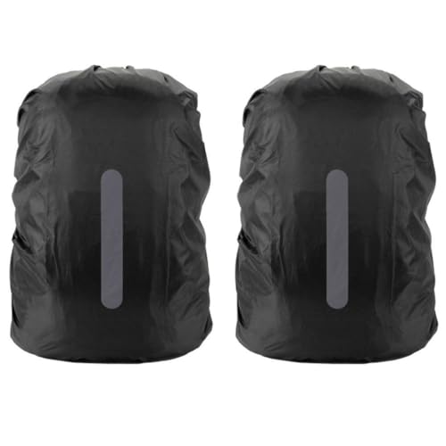 2PCS Water Proof Backpack Rain Cover – High Visibility Reflective, Lightweight Rucksack Protector for Hiking/Cycling/Camping - color: Black, size: Medium