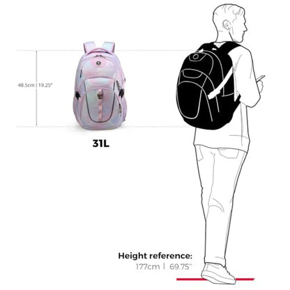 Swissdigital Design Backpack for Men with USB Charging Port SD803-104 - color: Pink Purple