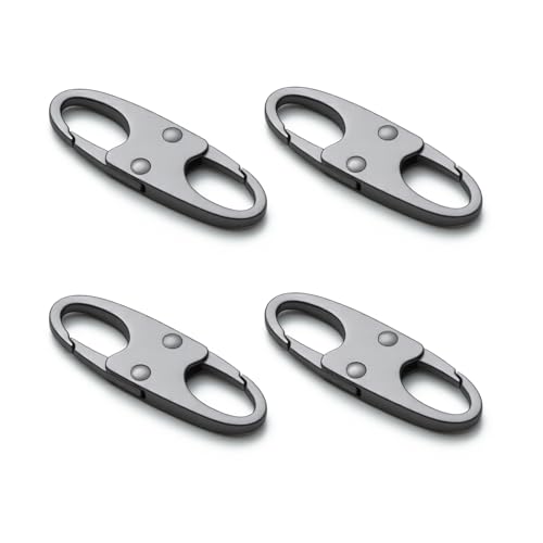 zelin Anti Theft Zipper Clips Double Opening Small Carabiner Clips, 4Pcs Elegant Zinc Alloy Zipper Pull Replacement for Travel, Commuting and Camping (Space Grey) - color: Space Grey (4)