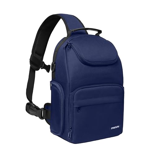 MOSISO Camera Sling Bag, DSLR/SLR/Mirrorless Camera Case Crossbody Photography Backpack with Tripod Holder&Removable Modular Inserts&PU Handle Compatible with Canon/Nikon/Sony, Navy Blue - color: Navy Blue