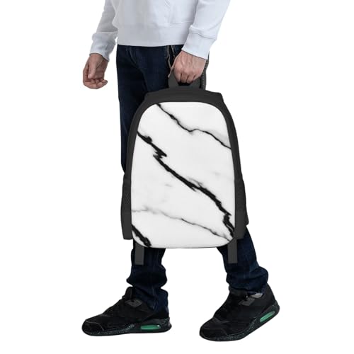 Lightweight Polyester Daypack White Marble Print, Anti Theft Large Capacity Travel Hiking Backpack Unisex Carry On Bag for Outdoor Commute Business Use - color: Design (541)