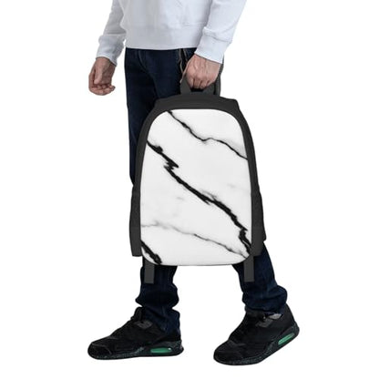 Lightweight Polyester Daypack White Marble Print, Anti Theft Large Capacity Travel Hiking Backpack Unisex Carry On Bag for Outdoor Commute Business Use - color: Design (541)