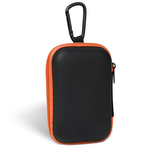 Earbud Case Portable EVA Storage Bag Cell Phone Accessories Organizer with Carabiner for Wired/Wireless Earphone, Earbud, Earpieces, SD Memory Card, Camera Chips, Tech Pouch, Rectangle,Orange - color: D3-Orange