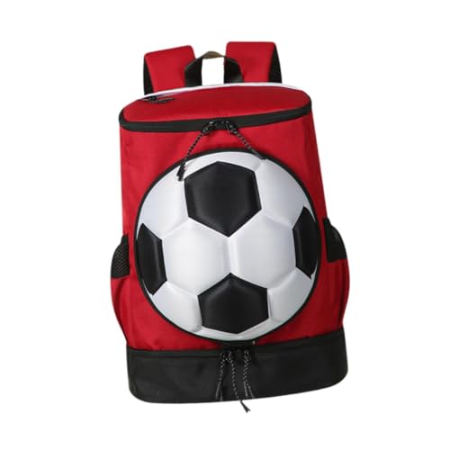 Soccer Backpack with Compartment for Shoes And Ball Holder for Travel And Gym - color: Red Black