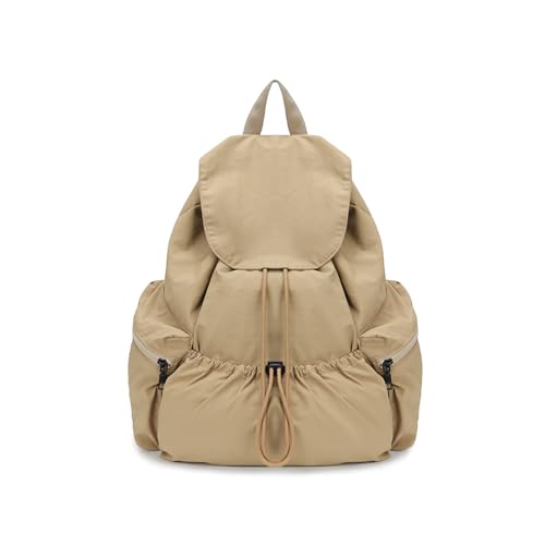 CORIOS Women Casual Daypacks Canvas Backpack Drawstring Rucksack for Outdoor Travel College University Campus Khaki - color: Khaki