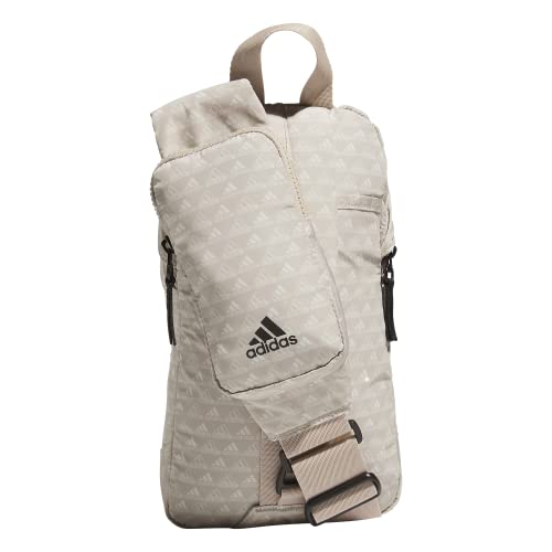adidas Essentials Sling Small Crossbody Bag for Women and Men (5L), Bos Mini Monogram Wonder Beige/Black/2.0, One Size - color: Bos Mini Monogram Wonder Beige/Black/2.0