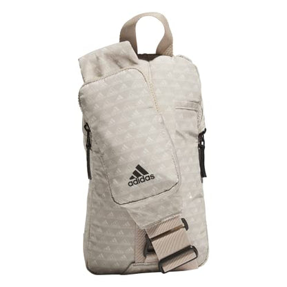 adidas Essentials Sling Small Crossbody Bag for Women and Men (5L), Bos Mini Monogram Wonder Beige/Black/2.0, One Size - color: Bos Mini Monogram Wonder Beige/Black/2.0