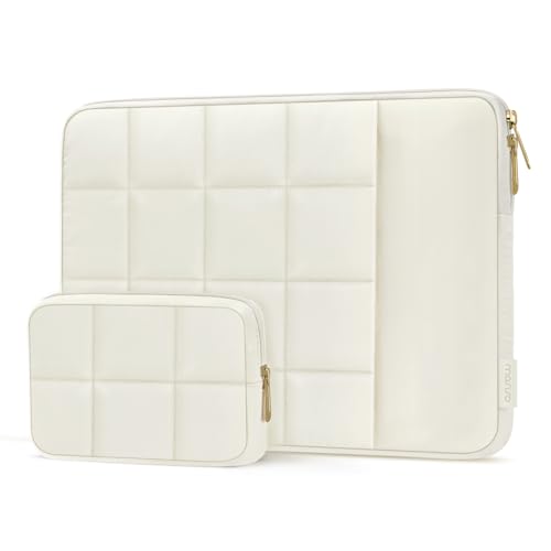 MOSISO Laptop Case 16 inch, 15-15.6 inch Puffy Laptop Sleeve Compatible with MacBook Pro 16 M5 M4 M3 M2 M1, HP Acer Dell Lenovo,Twelve Square Quilted Bag with Vertical Pocket&Small Case, Sand - color: Sand, size: 16 inch