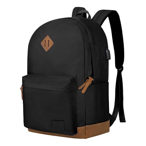 Goloni Backpack for Men Women,Travel Laptop Backpack, Water Resistant 17.3 Inch USB Charging Backpack, Large Capacity Work Commute Bag,Black - color: Black, size: Medium