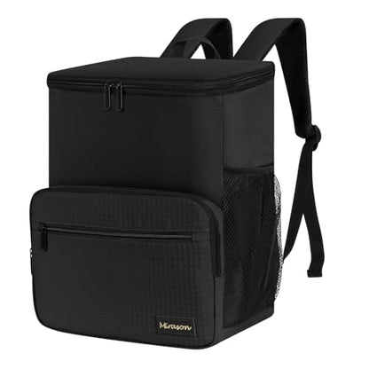 MIRASON Cooler Backpack Insulated Leak Proof Beach Backpack Cooler Bag, Cooling Beer Lunch Backpack Cooler for Men Women Picnic Hiking Camping Travel with 4 Pockets - color: Black