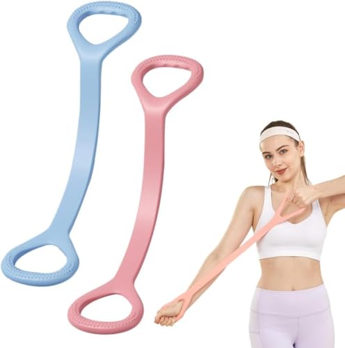 2-Pack Figure 8 Resistance Band, Silicone Resistance Bands with Handles, 20 LB for Yoga & Arm Workouts - color: Gray*Purple