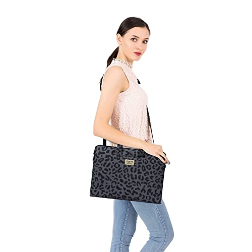 MOSISO Laptop Shoulder Bag, 15.6 inch Computer Bags Compatible with MacBook Air 15 inch M4 M3 M2/Pro 16 M4 M3 M2 M1 2025-2019, 15-15.6 inch Notebook, Leopard Grain Briefcase Sleeve with Belt - size: 16 inch