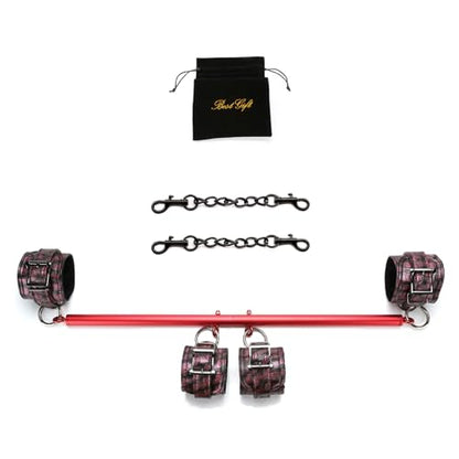 2026 Upgraded Heavy Duty Expandable Spreader Bar – Adjustable PU Straps for Pilates, Yoga - style: Red+PinkKL
