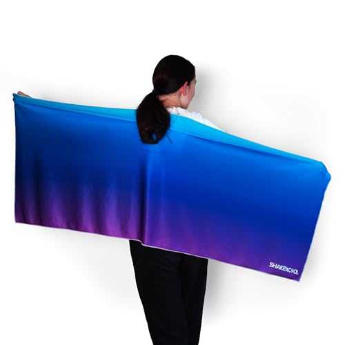 SHAKEitCOOL Large Cooling Shawl - Instant Heat Relief for Outdoor Events - color: Blue Purple Ombre
