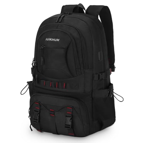 50L Hiking Backpack for Men Women, Expandable Travel Backpack for Camping, Waterproof Outdoor Hiking Daypack with USB A/C Port,Black,Large - color: Black, size: Large