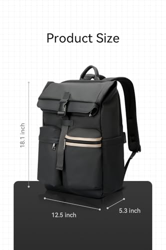 BOPai Men's Shock Absorbing Commute Backpack, 55.8% Weight Reduction Expandable 25L-30L Roll Top Laptop Backpack, Water & Scratch Resistant Tech Fabric, Water Bottle for Business & Daily Trip