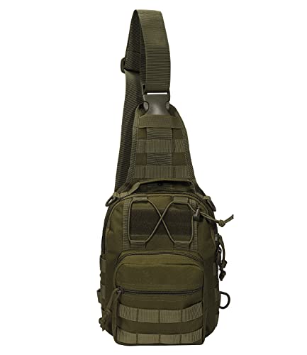 BOMTURN Tactical Backpack-1000D Waterproof Military Backpack/Laser-Cut/CCW Bags Sling Bag Tactical Satchel Shoulder Bag Men - color: Olive Green