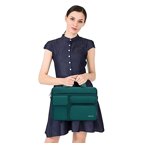 MOSISO Laptop Shoulder Bag 15.6 inch, 15-15.6 inch Computer Bag Compatible with MacBook Pro 16 inch, HP, Dell, Lenovo, Notebook with 2 Raised&1 Flapover&1 Horizontal Pocket&Handle&Belt, Teal Green - color: Teal Green, size: 16 inch