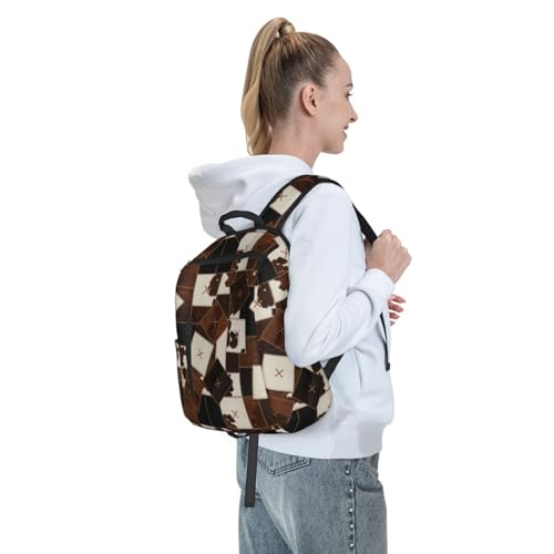 Stylish Daily Shoulder Backpack Cow Print Cow Fur Texture Abstract Leather Texture Cowhide Patchwork, Practical Multi-scene Daypack for Road Trip Picnic Walking Men Women - color: Picture (1181)