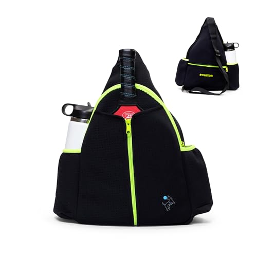 Swinton Pickleball Bag for Women and Men – Stylish Pickleball Backpack | Lightweight, Water-Resistant Pickleball Paddle Bag | Unisex Pickleball Bags with Space for Paddles, Balls & Accessories - color: Black