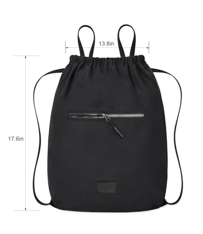 Montana West Lee Drawstring Backpack Bag Lightweight Small Gym Swim Beach Bag Water Resistant Sports Sackpack for Men Women, LEE48-002BK - color: Black