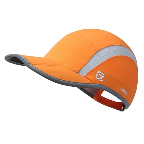 GADIEMKENSD Reflective Folding Outdoor Hat Unstructured Design UPF 50+ Sun Protection Sport Hats for Womens and Mens - color: Orange