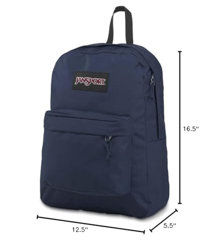 JanSport SuperBreak Plus Backpack with Padded 15-inch Laptop Sleeve and Integrated Bottle Pocket - Spacious and Durable Daypack for Work and Travel - Navy - color: Navy