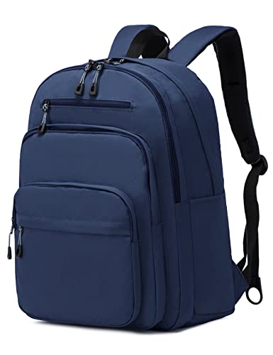 Lanola Basic Multi-Pocket Multipurpose Backpack Classical Water Resistant Bookbag For School Business Travel or Casual Daypack Backpacks - Dark Blue - color: Dark Blue