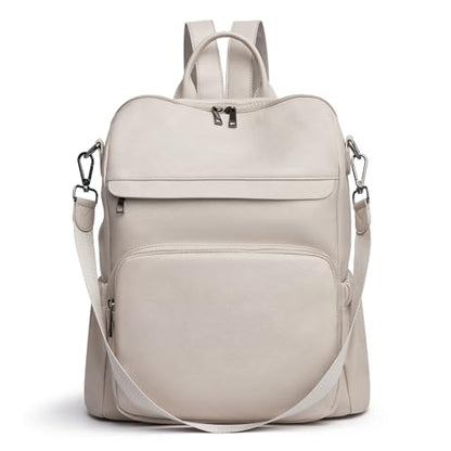 Anti-Theft Backpack Purse for Women, Convertible 3-in-1 Vegan Leather Backpack with Hidden Zipper, Adjustable Shoulder & Crossbody Bag for Travel and Daily Commute - color: A Two Toned Apricot