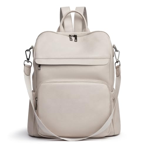 Anti-Theft Backpack Purse for Women, Convertible 3-in-1 Vegan Leather Backpack with Hidden Zipper, Adjustable Shoulder & Crossbody Bag for Travel and Daily Commute - color: A Two Toned Apricot