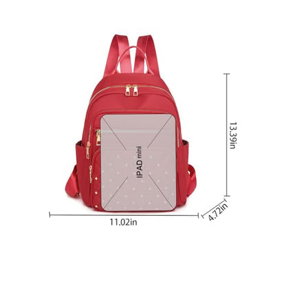 Women Casual Backpack: Multi-Pocket, Large-Capacity, Fashionable & Wear-Resistant - Ideal for Daily Commuting & Travel-red - color: Red
