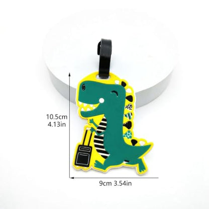 Cute Cartoon Dinosaur Silicone Luggage Tag Fun Triceratops Travel Bag Tag Personalized Labels for Cruise Airport (T-Rex) - style: T-Rex