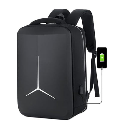 Hard Shell Business Backpack Travel Laptop backpack USB port backpack Daily laptop backpack Waterproof travel backpack (Black) - color: Black